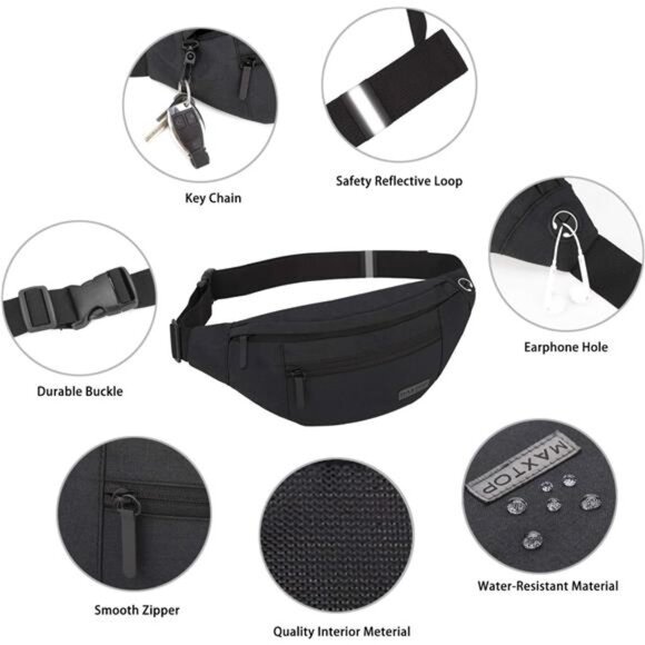 MAXTOP Large Crossbody Fanny Pack with 4-Zipper Pockets,Gifts for Enjoy Sports - Picture 4 of 7